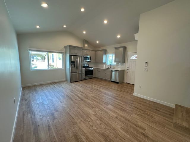 Lorena Quiroga ADU: Finished living spaces, kitchen, bath and thoughtful interior details.